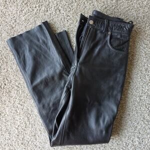FIRST Womens Leather Motorcycle Riding Pants, Sz 4, Black, Protective